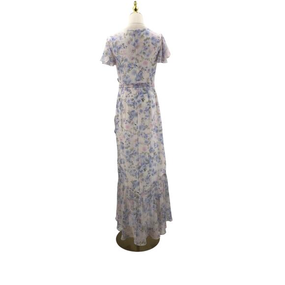 AW BRIDAL SZ 8 M azure purple print floral Celia formal party maxi dress b155 - Picture 4 of 9